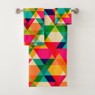 Mutiges buntes helles geometrisches Dreieck-Muster Badhandtuch Set