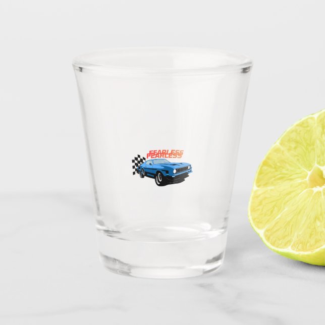 Mutiges Fahren Schnapsglas (Vorderseite)