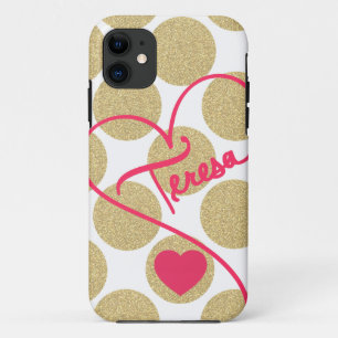Mutiges Glitzer-Gold punktiert Herz und Case-Mate iPhone Hülle