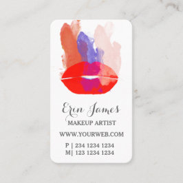 Mutiges rotes LippenAquarellbrushstrokes-Make-up Terminkarte