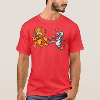 Mutiges Zebra verliebt, rennt hinter einer verängs T-Shirt