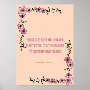Mutiges Zitat Druck – Elegante florale Motivation Poster