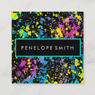 Mutlicolor Paint Spritzer Makeup Artist Quadratische Visitenkarte