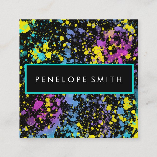Mutlicolor Paint Spritzer Makeup Artist  Quadratische Visitenkarte (Vorderseite)
