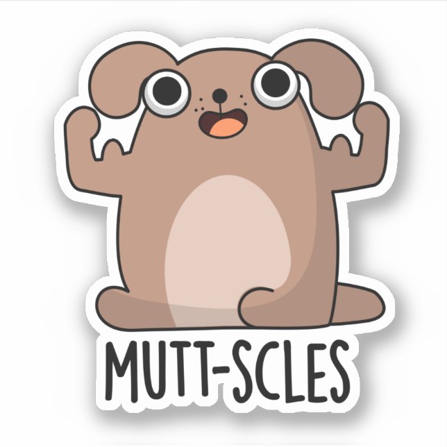 Mutt-Scles Funny Animal Dog Pun Aufkleber (Vorderseite)