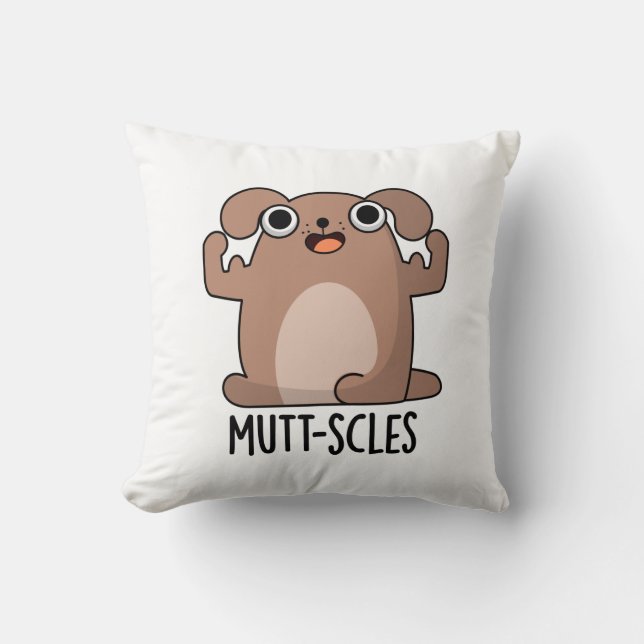 Mutt-Scles Funny Animal Dog Pun Kissen (Vorderseite)