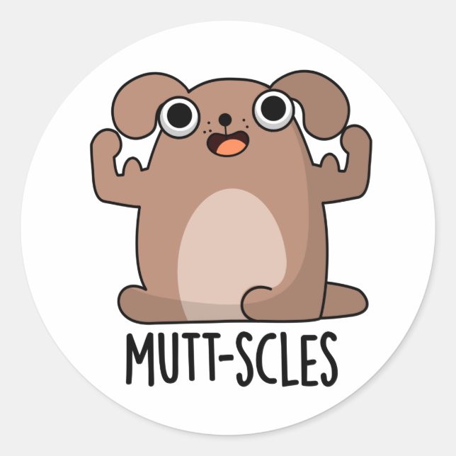 Mutt-Scles Funny Animal Dog Pun Runder Aufkleber (Vorderseite)