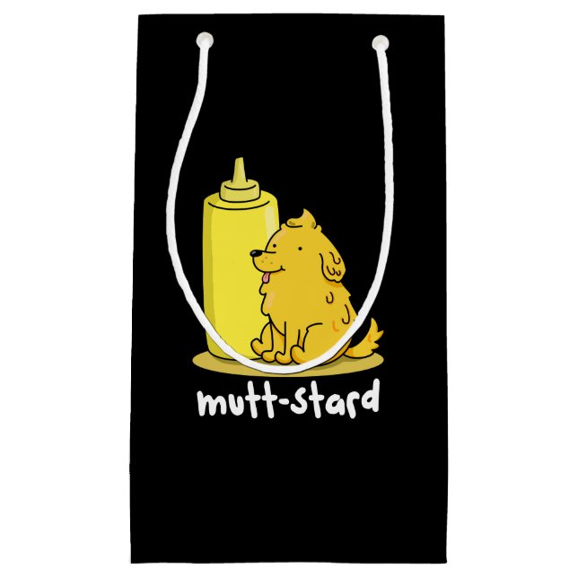 Mutt-stard Funny Doggy Mustard Pun Dark BG Kleine Geschenktüte (Vorderseite)