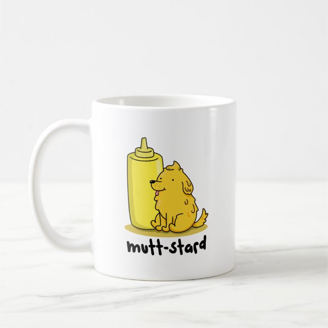 Mutt-stard Funny Doggy Mustard Pun Kaffeetasse (Links)