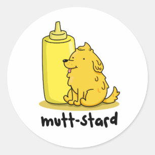 Mutt-stard Funny Doggy Mustard Pun Runder Aufkleber