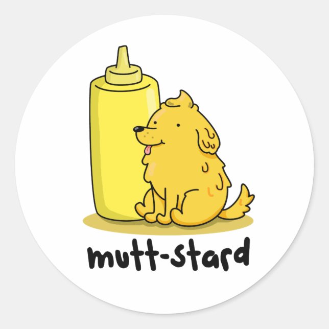 Mutt-stard Funny Doggy Mustard Pun Runder Aufkleber (Vorderseite)