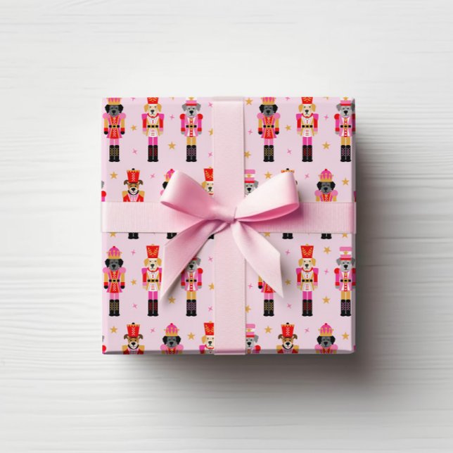 Muttcracker Christmas - Pink Dog Nutcrackers Geschenkpapier (Pink Muttcracker Christmas Gift Wrap)