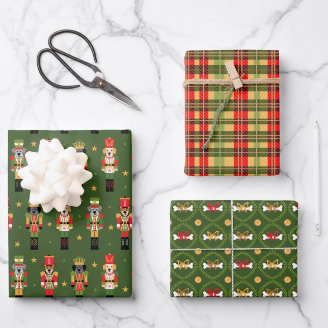 Muttcracker Weihnachten - Hunde Nussknacker  Geschenkpapier Set (Vorderseite)