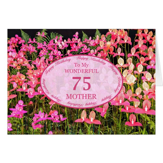 Mutter 75. Geburtstag mit rosa Blume (Vorderseite (Horizontal))