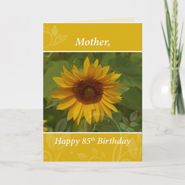 Mutter 85. Geburtstag Sonnenblume Karte (Vorderseite)
