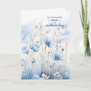 Mutter am Muttertag Blaue Wasserfarbe Wildblumen Feiertagskarte