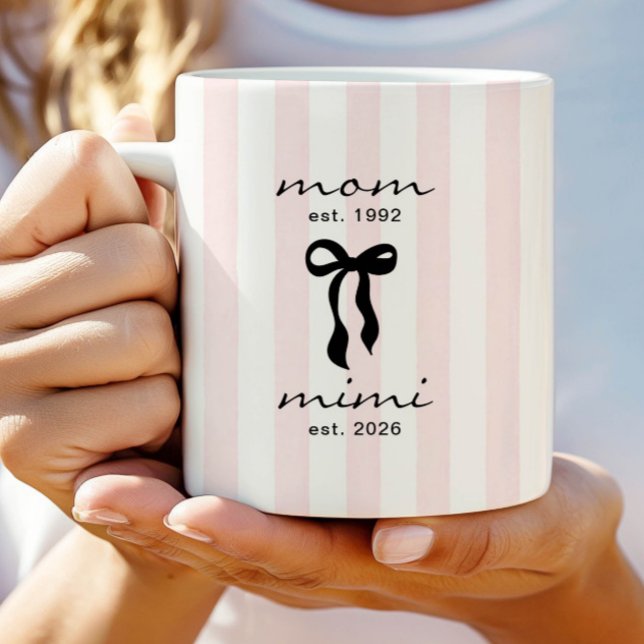 Mutter an Mimi Mug Rosa Bogen Streifen Kaffeetasse (Von Creator hochgeladen)