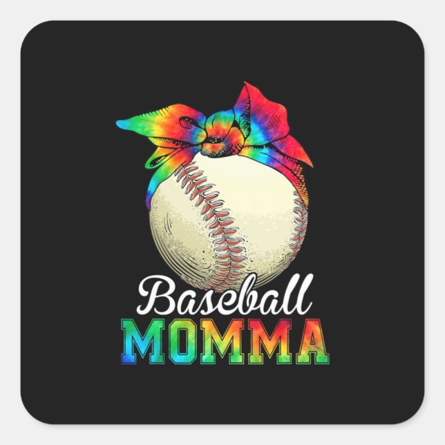Mutter Art Baseball Momma Geburtstag Quadratischer Aufkleber (Vorderseite)
