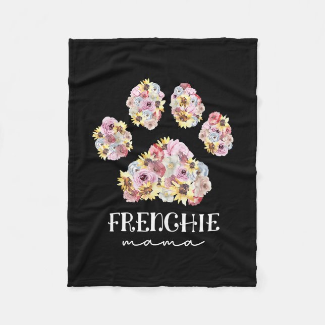 Mutter Art Frenchie Mama Floral Paw French Bulldog Fleecedecke (Vorderseite)