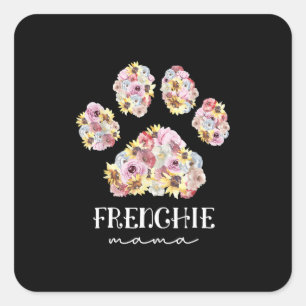 Mutter Art Frenchie Mama Floral Paw French Bulldog Quadratischer Aufkleber