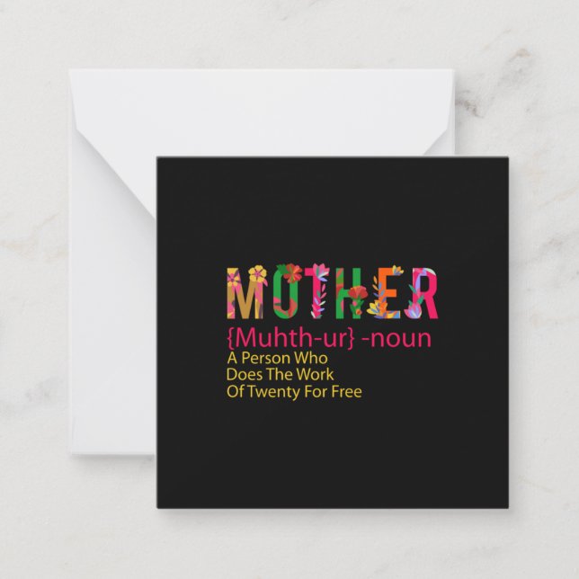 Mutter Art Mutter Blume Definition Mitteilungskarte (Vorderseite)