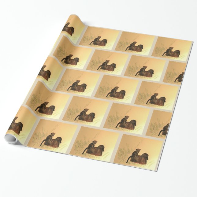 Mutter & Baby Baboons - Primate der Wildlife Monke Geschenkpapier (Ungerollt)