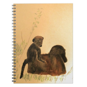 Mutter & Baby Baboons - Primate der Wildlife Monke Notizblock