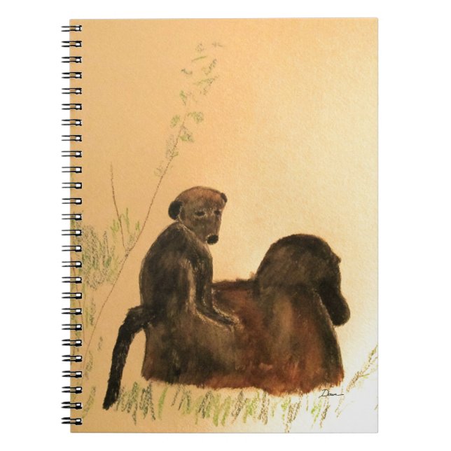 Mutter & Baby Baboons - Primate der Wildlife Monke Notizblock (Vorderseite)