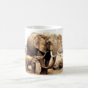 Mutter & Baby Elephanten Kaffeemaschine Tasse