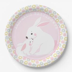 Mutter & Baby Girl Bunny Baby Duschpapier Teller