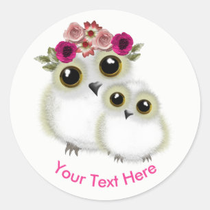 Mutter Baby Niedlich Owl Pink Personalisiert Runder Aufkleber
