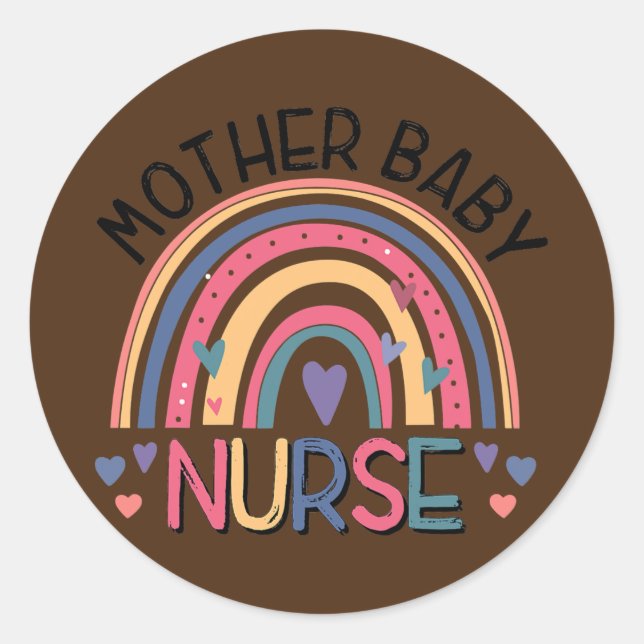 Mutter Baby Nurse Rainbow Postpartum Nurse Runder Aufkleber (Vorderseite)