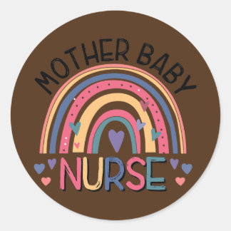 Mutter Baby Nurse Rainbow Postpartum Nurse Runder Aufkleber