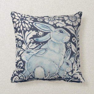 Mutter, Baby Rabbit Spring Floral Navy Blue Unique Kissen
