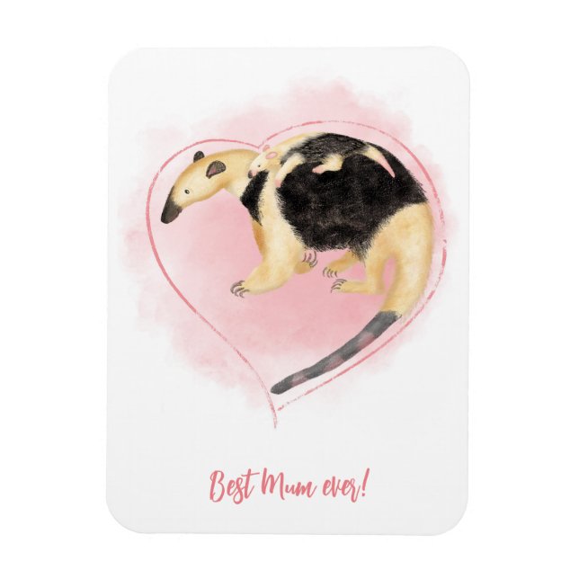 Mutter & Baby Tamandua Beste Mutter je Kühlschrank Magnet (Vertikal)