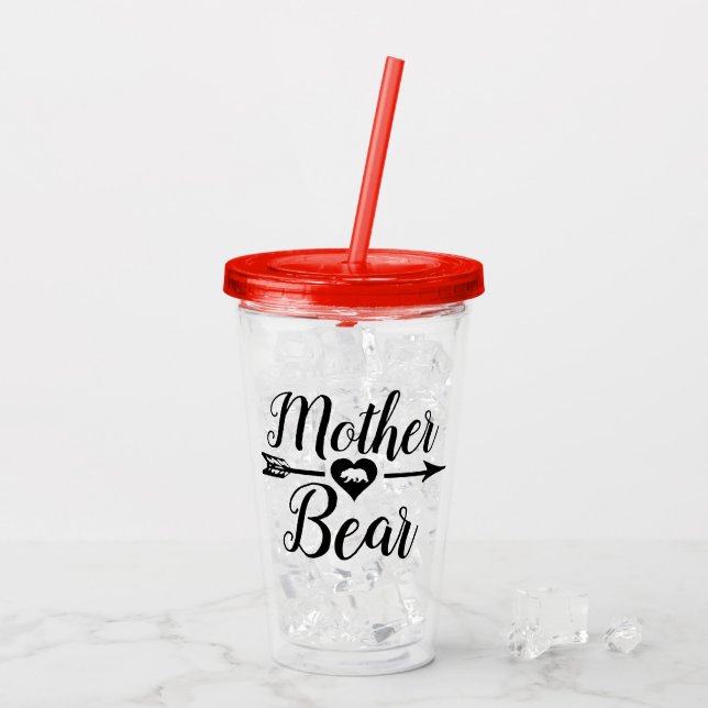 Mutter Bärenpfeil mit Herz Acryltrinkbecher (Rückseite Ice)