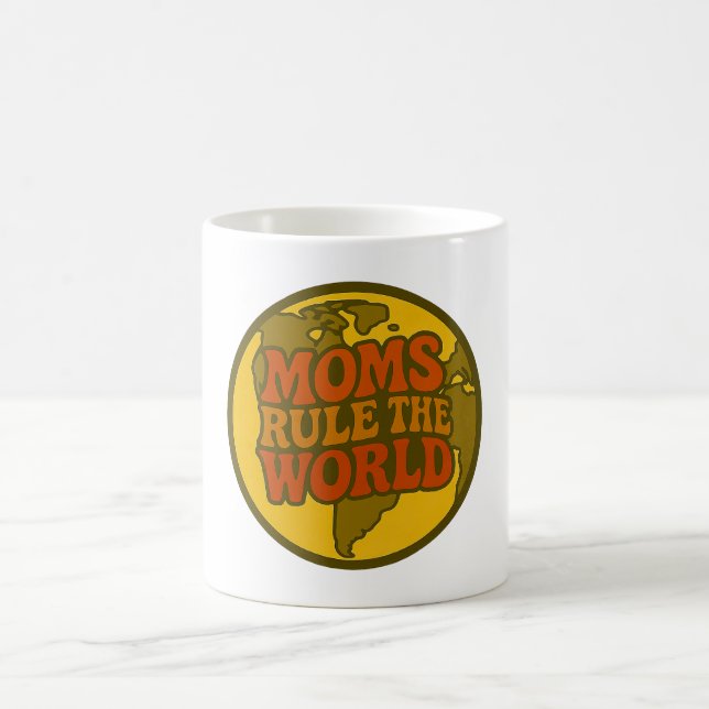 Mütter beherrschen den Retro-Globus Kaffeetasse (Mittel)