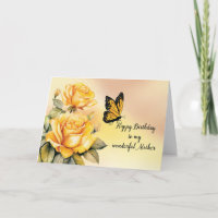 Mutter Birthday Yellow Roses Monarch Butterfly