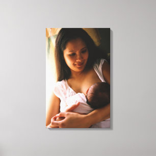 Mutter Brust-Füttern neugeboren Leinwanddruck