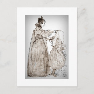 Mutter bürstet ihrer Tochter das Haar Postkarte