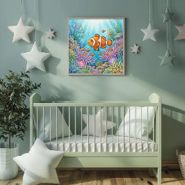 Mutter Clownfisch und Brutstube Poster