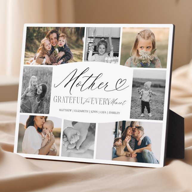 Mutter dankbar für jeden Moment FotoCollage Fotoplatte (Elegant Custom Mother Photo Collage Mom Keepsake Plaque)