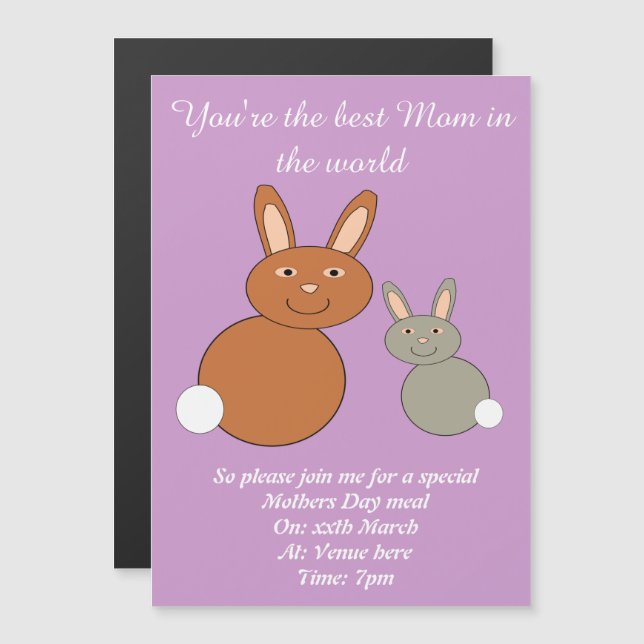 Mütter Day Bunnies Custom Invite Magneteinladung (Vorne/Hinten)