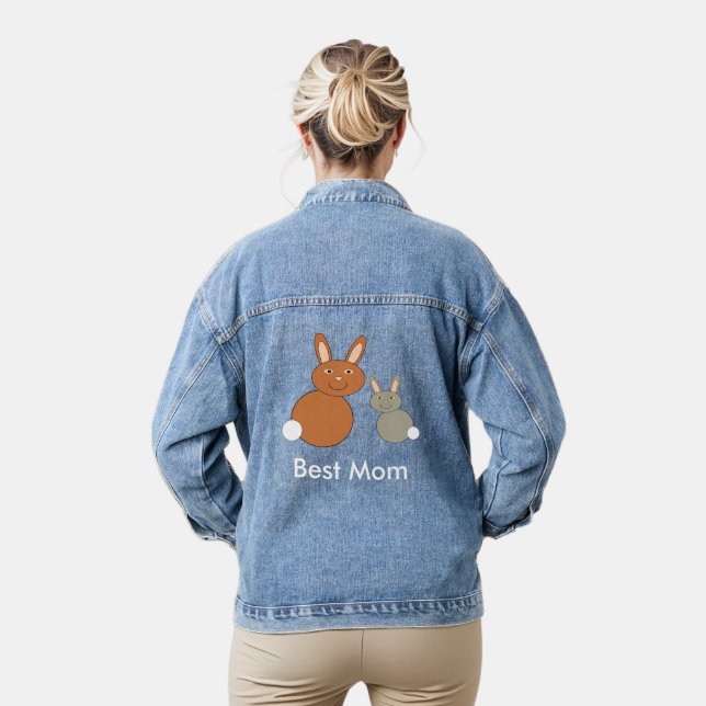 Mütter Day Bunnies Custom Message Jeansjacke (Modell)