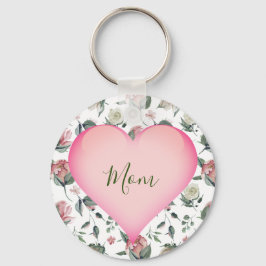 Mütter Day Floral Moderne rosa Herz Personal Schlüsselanhänger