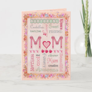 Mütter Day Floral Typografie Gruß Karte
