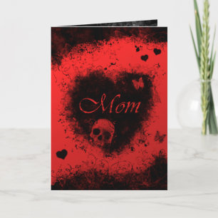 Mütter Day Goth Red Black mit Skulls, Herz Karte