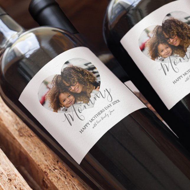 Mütter Day Heart Foto Weinetikett (Von Creator hochgeladen)