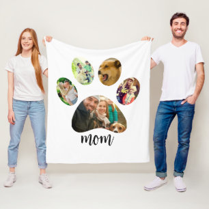 Mütter Day Hund Mama 5 Paw Print Foto Collage Fleecedecke