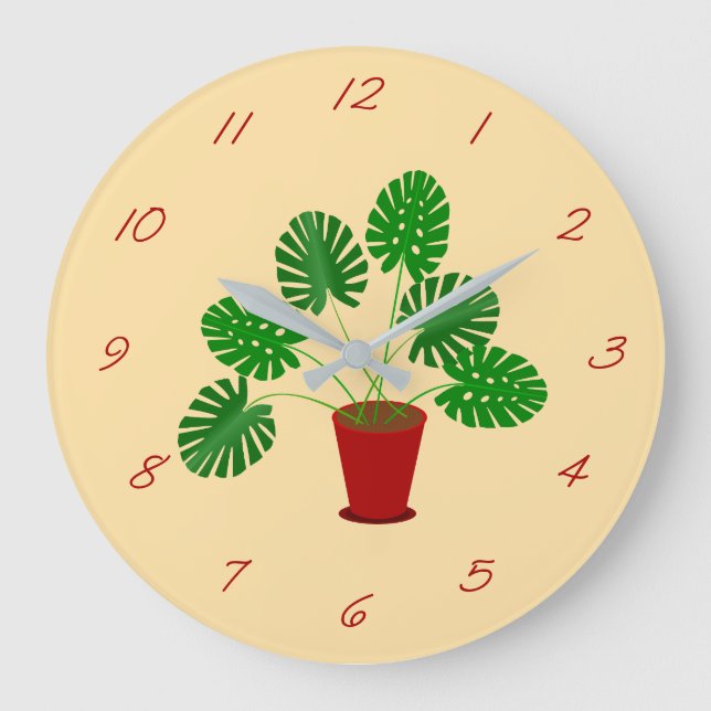 Mütter Day Monstera Pflanze Große Wanduhr (Vorderseite)